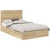 vidaXL Letto contenitore rovere Sonoma 135 x 190 cm materiale a base di legno
