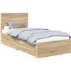 vidaXL Struttura letto con testiera in rovere Sonoma 90 x 190 cm Materiale a base di legno