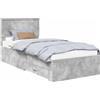 vidaXL Struttura letto con cassetti, grigio cemento, 90 x 190 cm, materiale a base di legno
