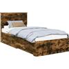vidaXL Struttura letto con cassetti in rovere affumicato 90 x 190 cm in materiale derivato dal legno