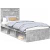 vidaXL Telaio per letto, colore grigio cemento, dimensioni 75 x 190 cm, realizzato in legno di pino massello