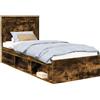 vidaXL Telaio per letto, colore noce, dimensioni 90 x 200 cm, realizzato in legno di pino massello