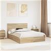 vidaXL Letto contenitore rovere Sonoma 140 x 190 cm materiale a base di legno