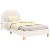 vidaXL Letto a castello per bambini con testiera, color crema, 90 x 190 cm, bouclé