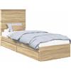 vidaXL Letto contenitore rovere Sonoma 75 x 190 cm materiale a base di legno