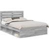 vidaXL Struttura letto grigio Sonoma 150 x 200 cm in legno di pino massiccio