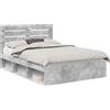 vidaXL Struttura letto con testiera in cemento 140 x 200 cm in legno di pino massiccio