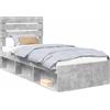 vidaXL Struttura letto grigio cemento 90 x 190 cm in legno di pino massiccio