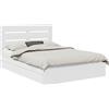 vidaXL Letto contenitore con testiera bianco 140 x 190 cm in materiale ligneo