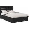 vidaXL Struttura del letto in rovere nero 120 x 190 cm Materiale a base di legno