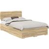 vidaXL Struttura letto con testiera in rovere Sonoma 135 x 190 cm Materiale a base di legno