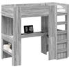 vidaXL Letto a castello con scrivania, grigio Sonoma, 90 x 190 cm