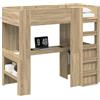 vidaXL Struttura letto a castello con scrivania rovere Sonoma 100 x 200 cm
