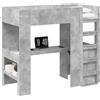 vidaXL Struttura letto a castello con scrivania grigio cemento 100 x 200 cm