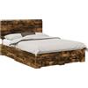 vidaXL Struttura letto in rovere affumicato 140 x 190 cm materiale a base di legno