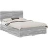 vidaXL Struttura del letto grigio Sonoma 140 x 190 cm in materiale ligneo
