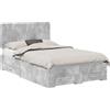 vidaXL Giroletto con testiera grigio cemento 120 x 200 cm materiale a base di legno