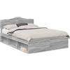 vidaXL Struttura letto grigio Sonoma 140 x 200 cm in legno di pino massiccio