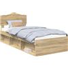 vidaXL Struttura letto rovere Sonoma 75 x 190 cm Legno di pino massiccio