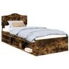 vidaXL Struttura letto in rovere affumicato 75 x 190 cm in legno di pino massiccio