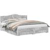 vidaXL Giroletto con testiera grigio cemento 200 x 200 cm Materiale a base di legno