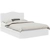 vidaXL Letto contenitore con testiera bianco 140 x 190 cm in materiale ligneo