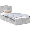 vidaXL Struttura letto con cassetti grigio cemento 90 x 200 cm materiale a base di legno