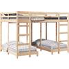 vidaXL Struttura letto a castello tripla marrone 140 x 200 cm