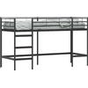 vidaXL Letto a soppalco per bambini, colore nero uniforme, dimensioni 75 x 190 cm, struttura in acciaio, marca vidaXL