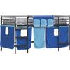 vidaXL Struttura letto a soppalco per bambini con tende nero e blu
