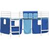 vidaXL Struttura letto a soppalco per bambini con tende bianco e blu 90 x 200 cm