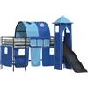 vidaXL Letto a castello per bambini, struttura nera e blu, dimensioni 100 x 200 cm, in metallo