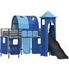 vidaXL Letto a castello per bambini, struttura nera e blu, 75 x 190 cm, metallo