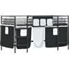 vidaXL Letto a soppalco per bambini con tende, nero, 90 x 200 cm
