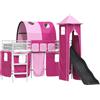 vidaXL Letto a castello per bambini, struttura unita nei colori bianco e rosa, dimensioni 75 x 190 cm, metallo