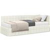 vidaXL Struttura letto angolare con materasso e testiera, 2 pezzi, colore crema, rivestita in velluto