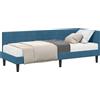 vidaXL Struttura letto angolare con materasso e testiera, 2 pezzi, blu, in velluto