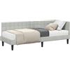 vidaXL Struttura letto angolare con materasso e testiera, 2 pezzi, grigio chiaro, tessuto velluto