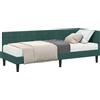 vidaXL Struttura letto angolare con materasso e testiera, 2 pezzi, verde, in velluto