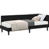 vidaXL Struttura letto angolare con materasso e testiera, 2 pezzi, colore nero, tessuto velluto