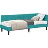vidaXL Struttura letto angolare con materasso e testiera, 2 pezzi, colore turchese, rivestimento in velluto