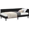 vidaXL Struttura letto angolare con materasso e testiera, 2 pezzi, colore nero, tessuto velluto