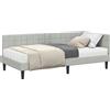 vidaXL Struttura letto angolare con materasso e testiera, 2 pezzi, grigio chiaro, tessuto velluto