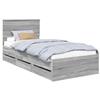 vidaXL Struttura letto Grey Sonoma 75 x 190 cm Legno ingegnerizzato