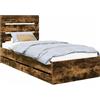 vidaXL Telaio per letto vidaXL, legno di faggio affumicato, 75 x 190 cm, legno ingegnerizzato