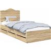 vidaXL Struttura per letto in rovere Sonoma 100 x 200 cm Legno ingegnerizzato