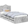 vidaXL Struttura letto con cassetti, grigio cemento, 75 x 190 cm, legno ingegnerizzato