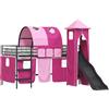 vidaXL Letto a castello per bambini, struttura nera e rosa, dimensioni 100 x 200 cm, metallo