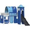vidaXL Letto a castello per bambini, struttura unita nei colori bianco e blu, dimensioni 100 x 190 cm, in metallo