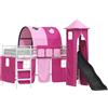 vidaXL Letto a castello per bambini, struttura unita nei colori bianco e rosa, dimensioni 100 x 200 cm, metallo